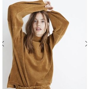 Madewell Texture & Thread Velour Corduroy Mockneck Top size xs